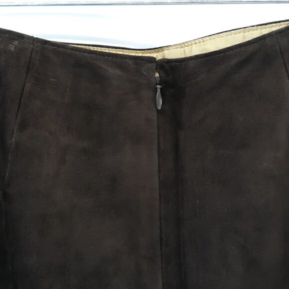Ann Taylor LOFT Brown‎ Leather Suede Skirt Size 8P Embroidery & Eyelet Accents - Picture 6 of 7